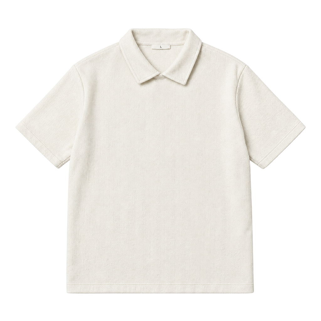 Zara Textured Short Sleeve Polo Shirt White XXL 1