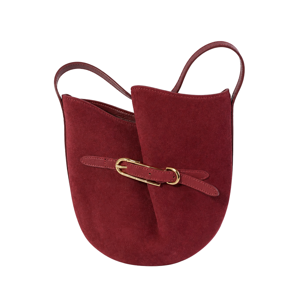 Liffner Belted Suede Bucket Bag 1