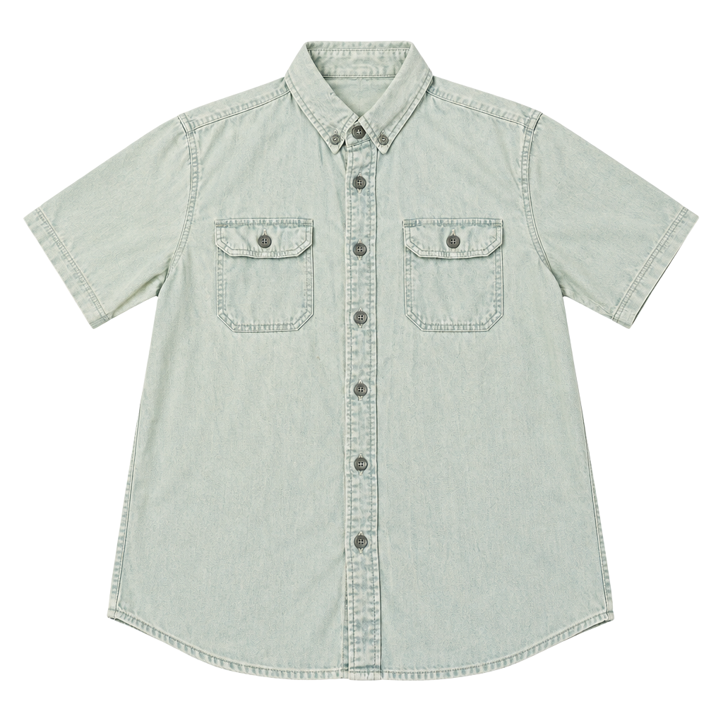 Wrangler Short Sleeve Button Down Shirt Gray Cotton 1