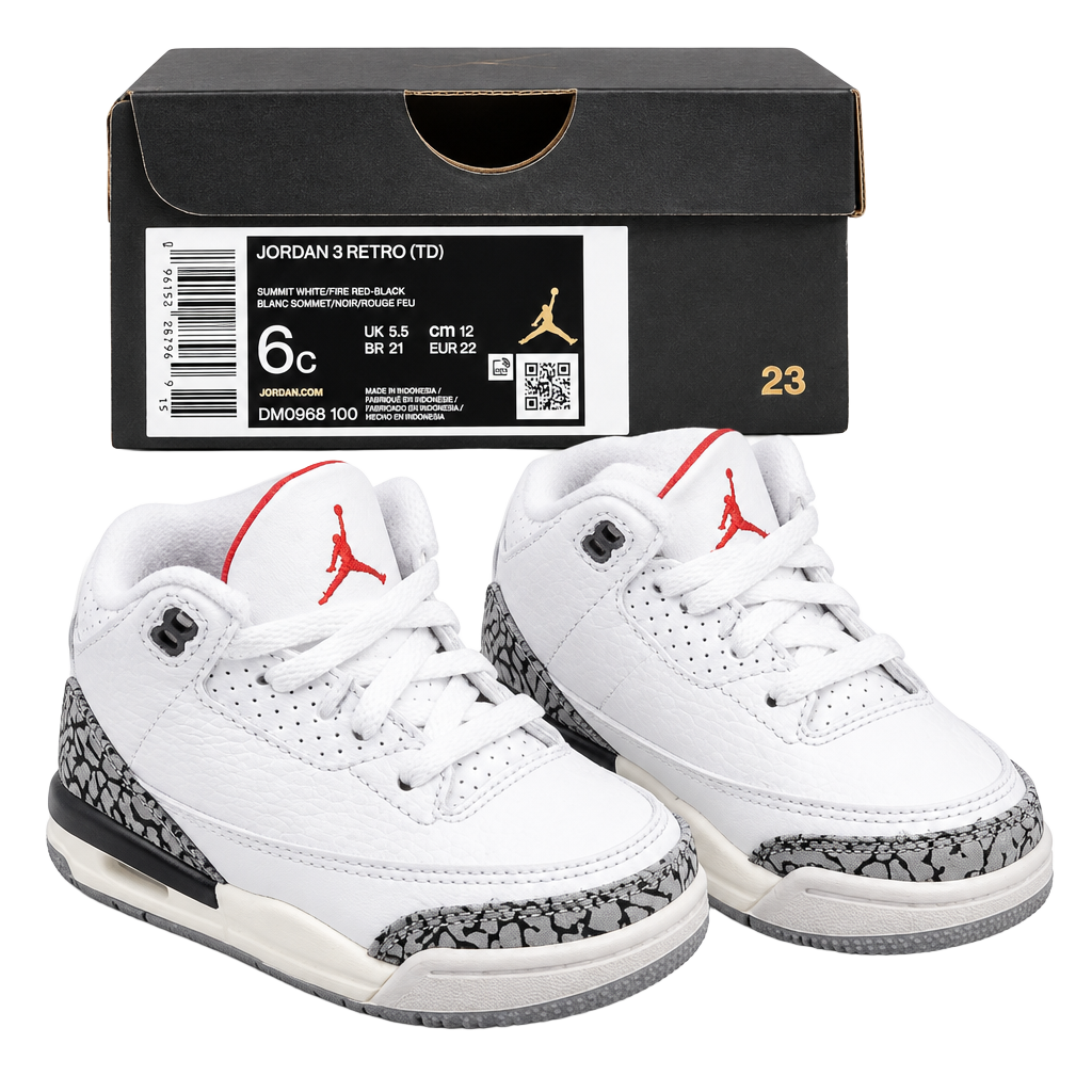 Jordan Jordan 3 Retro TD Size 6C White Cement Reimagined 1