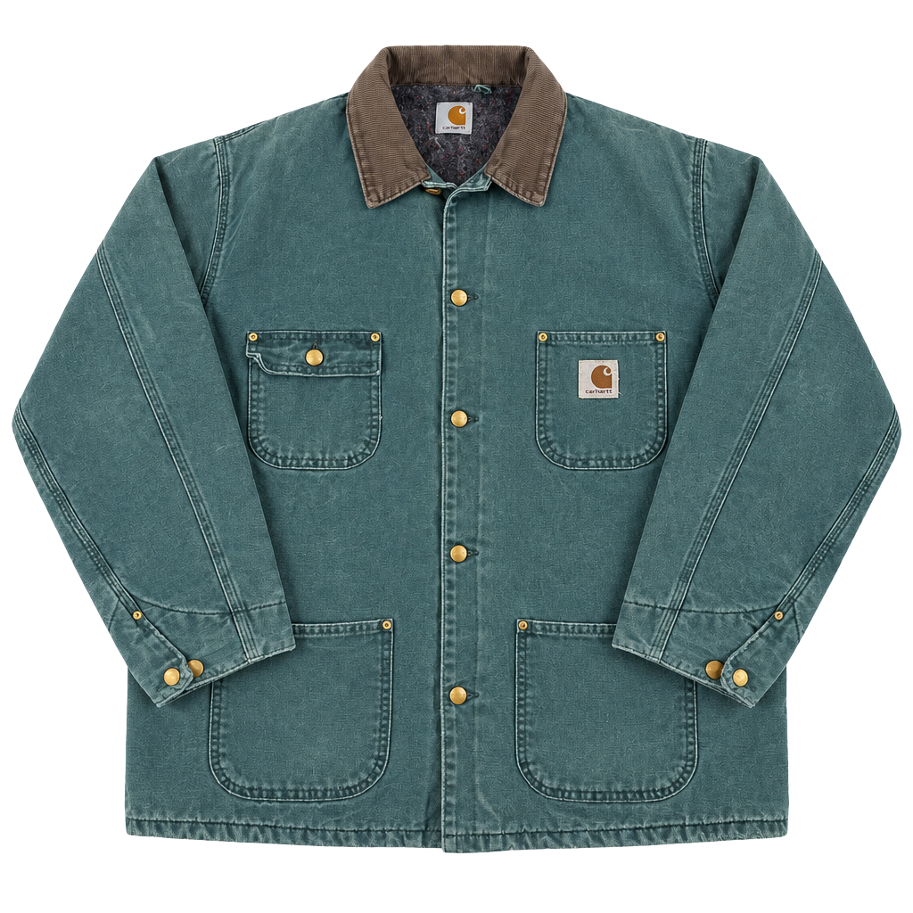 Vintage 90s Carhartt Blanket Lined Chore Jacket Size XL Green 1