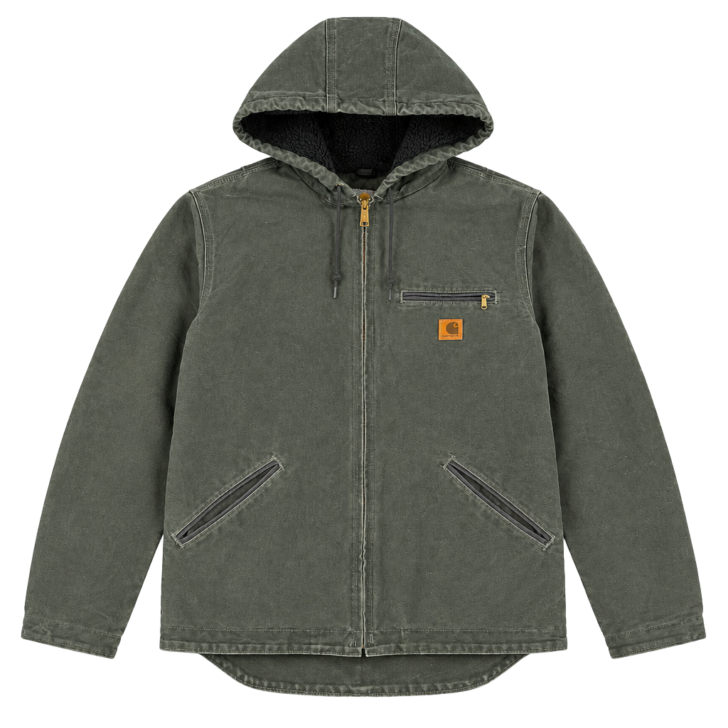 Vtg Carhartt J141 Sherpa Lined Sierra Jacket Size M Green 1