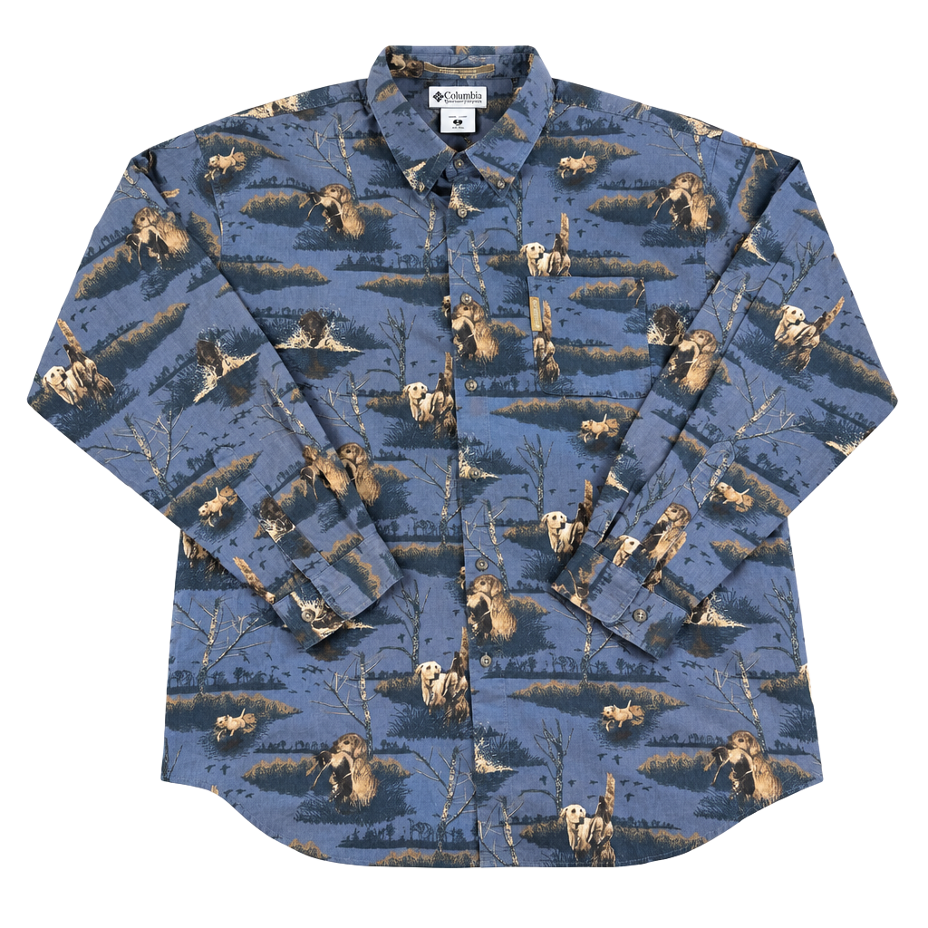 Columbia River Lodge Dog Print Corduroy Shirt Size XL 1