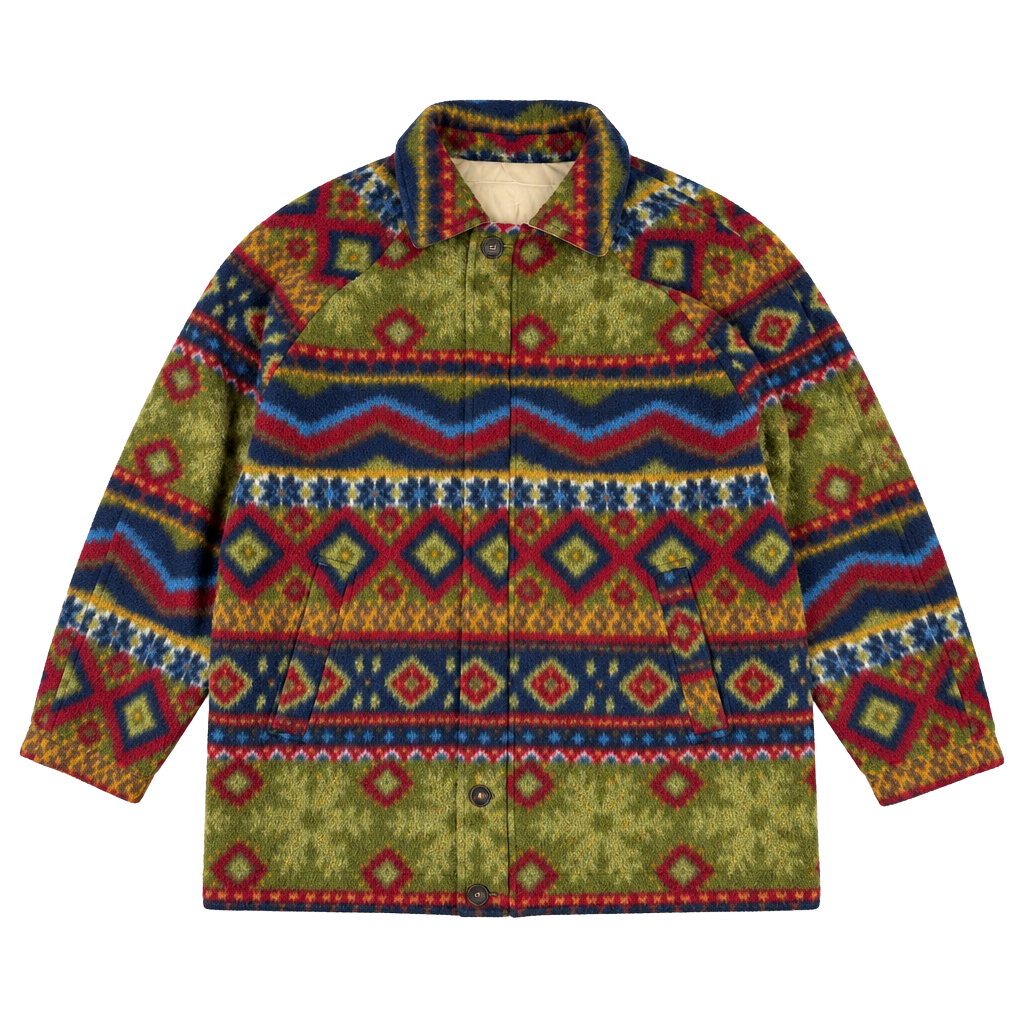 Vintage Structure Reversible Coat Size M Aztec Fleece - made in Italy 1