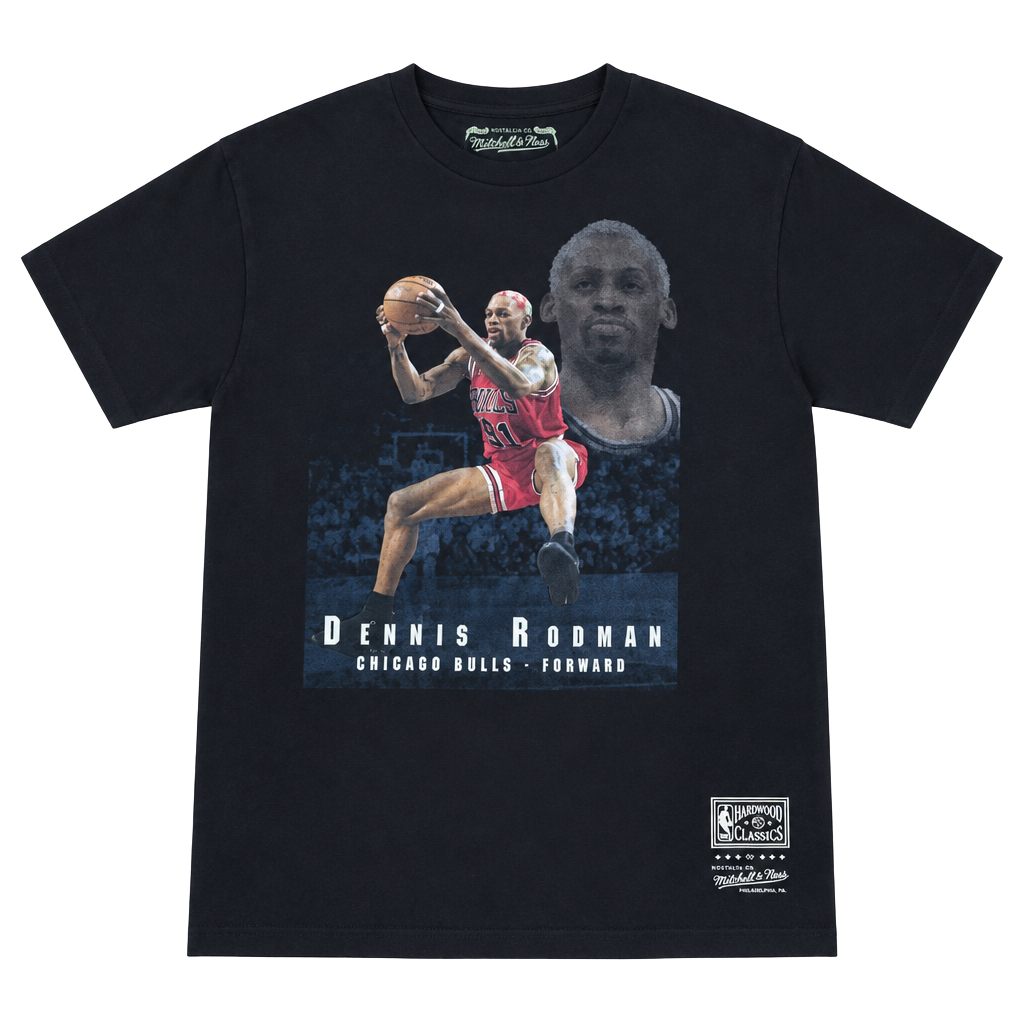 VINTAGE Mitchell & Ness Dennis Rodman Chicago Bulls Stat T Shirt Men Size large 1