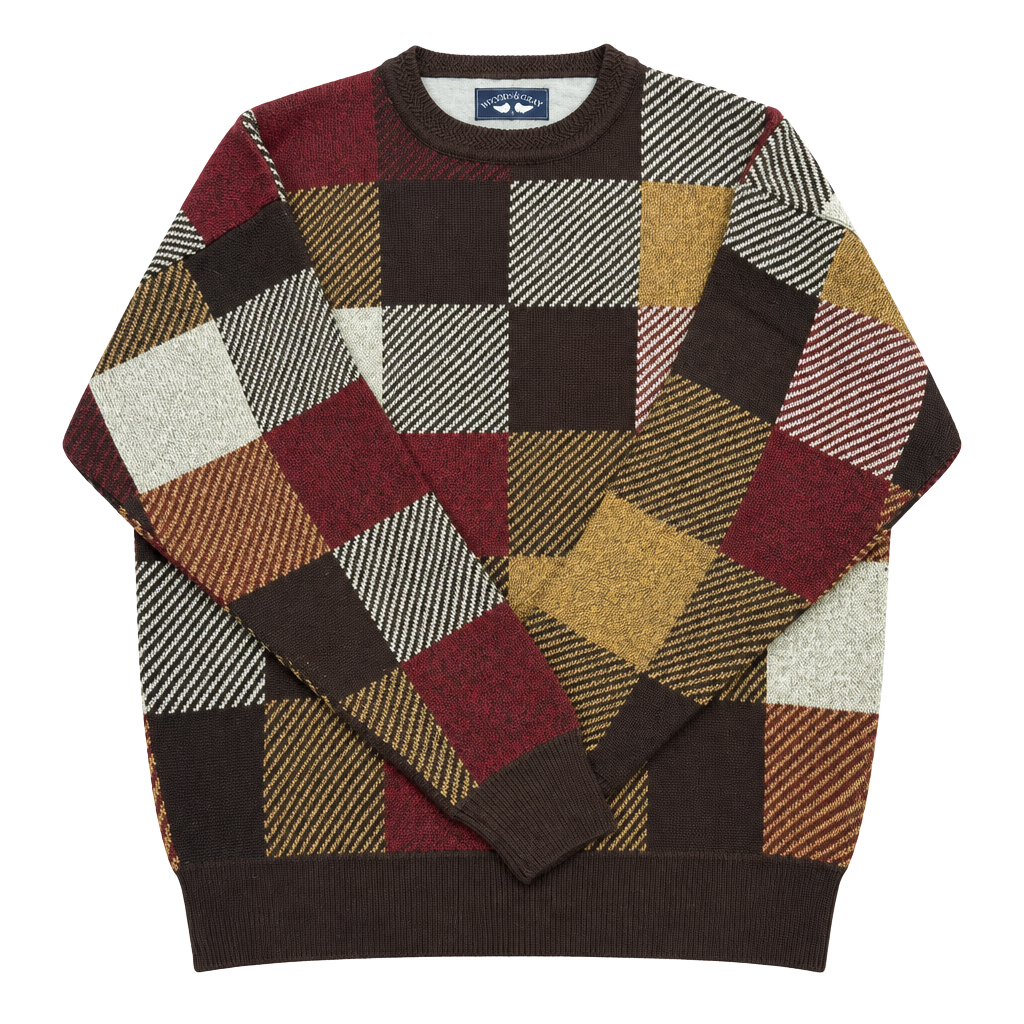 Woods & Gray Sweater Size L Brown Geometric Patchwork 1