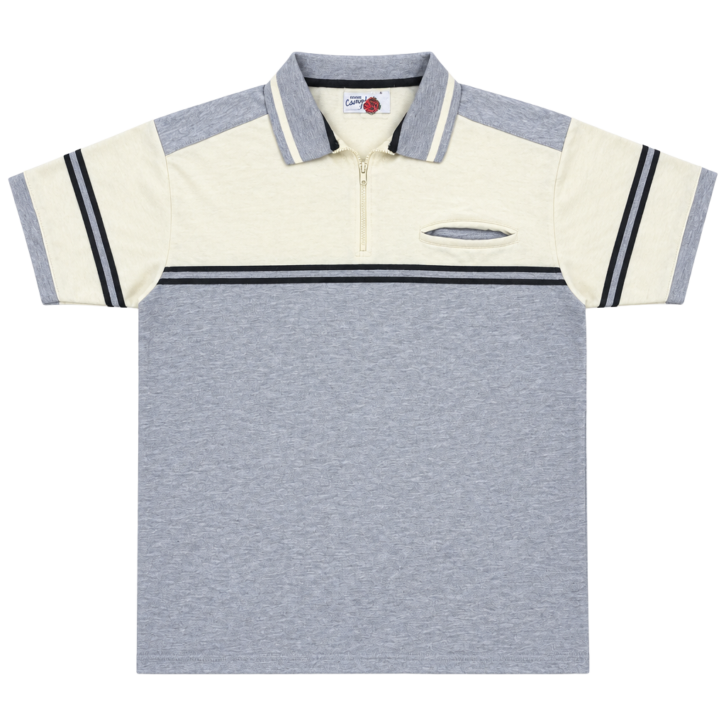 Haband Casuals Shirt Size XL Gray Yellow Zip Polo 1