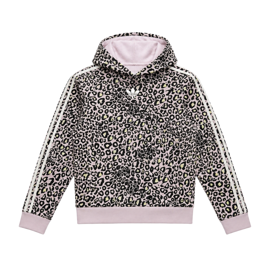 Adidas Originals All Over Leopard Print Trefoil Hoodie Kids Size Large 1