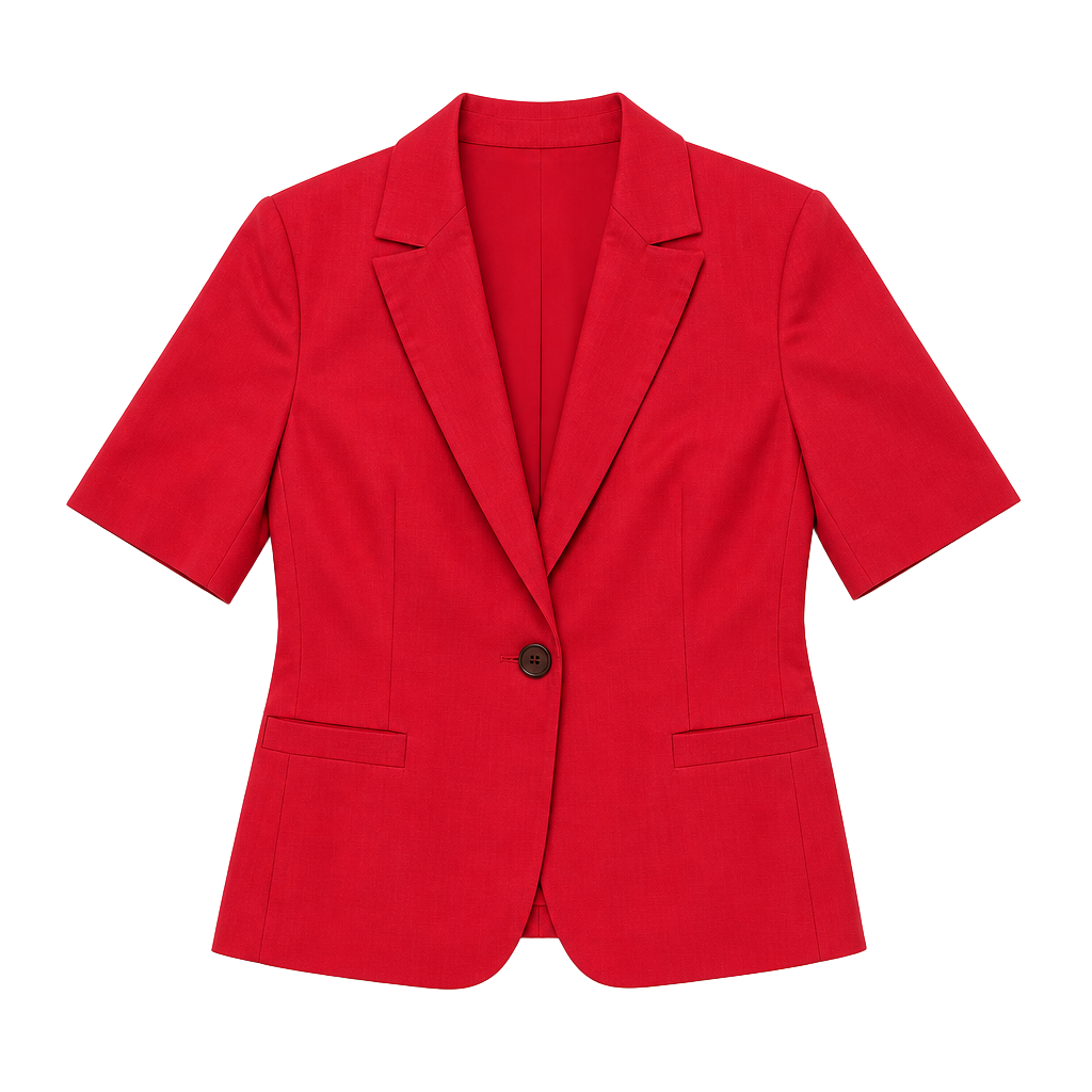 Evan-Picone Vintage Red Short Sleeve Single Button Blazer Jacket 1