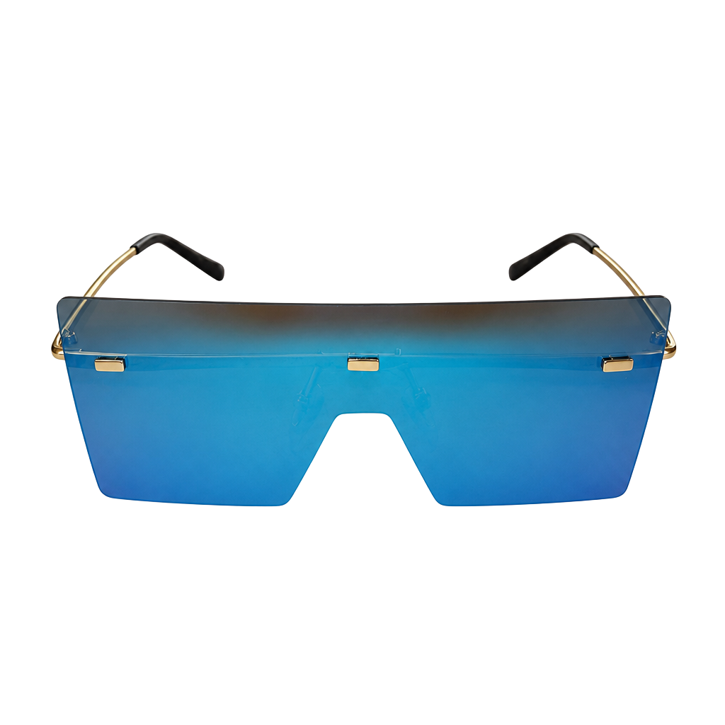 Oversized Flat Top Rimless Shield Gradient Blue Tint Sunglasses Model 5949 1