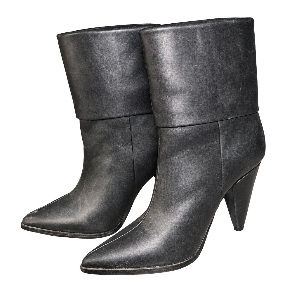 DKNY Cerise Pointed-Toe Booties Size 9M Black Leather Heeled Ankle Boots 1