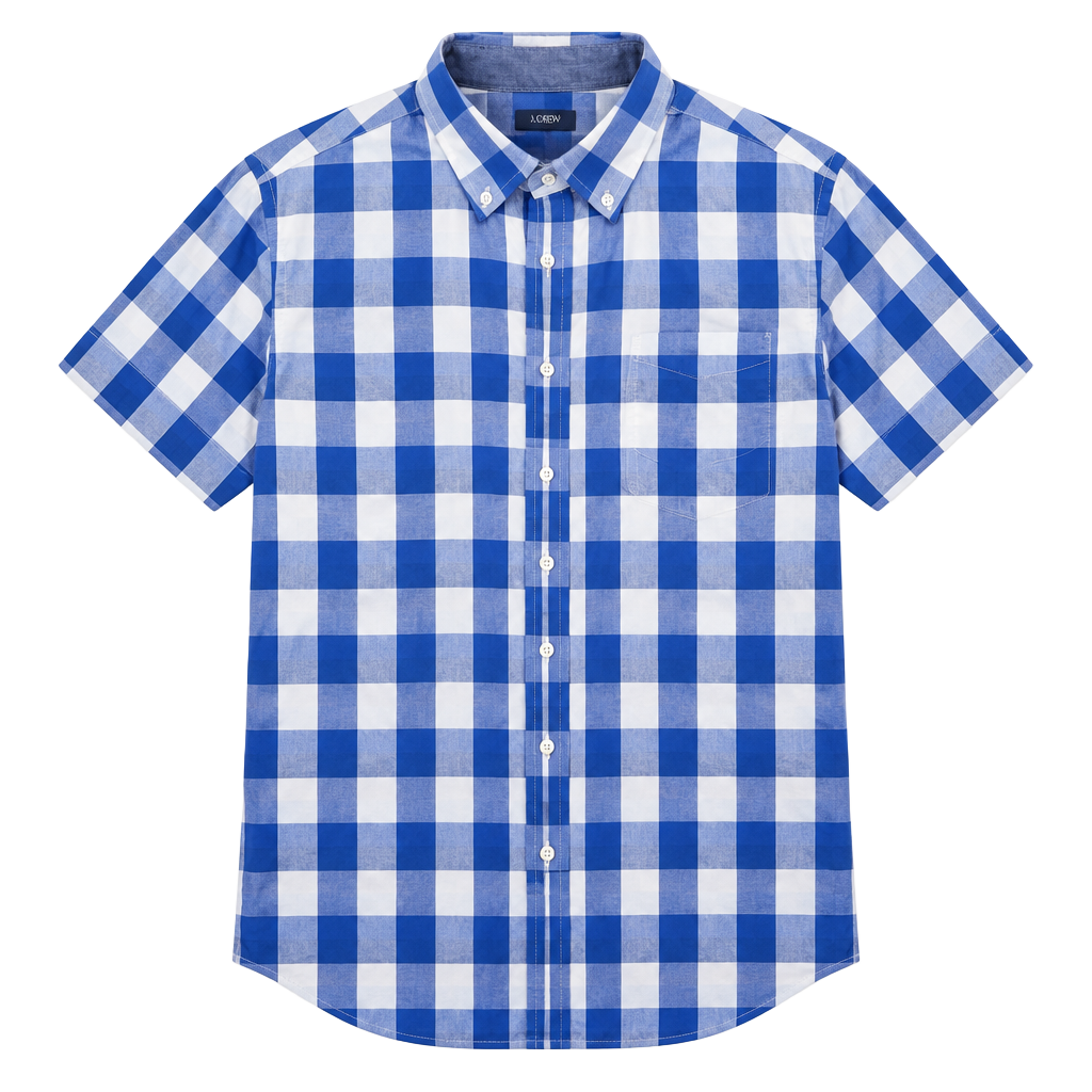 Cremieux Blue White Plaid Short Sleeve Button Down Shirt 1