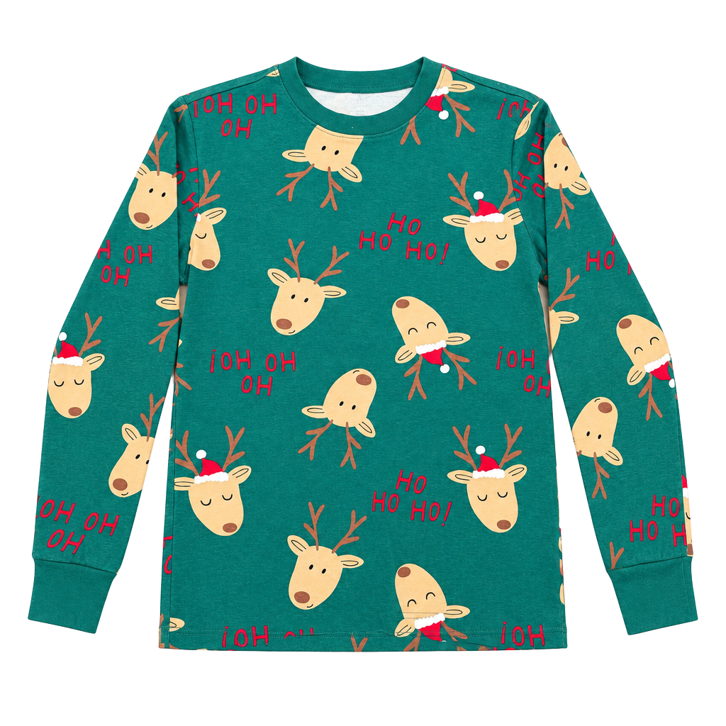 Carter's Reindeer Bedtime Shirt Size Adult M Green Christmas Pajama Top 1