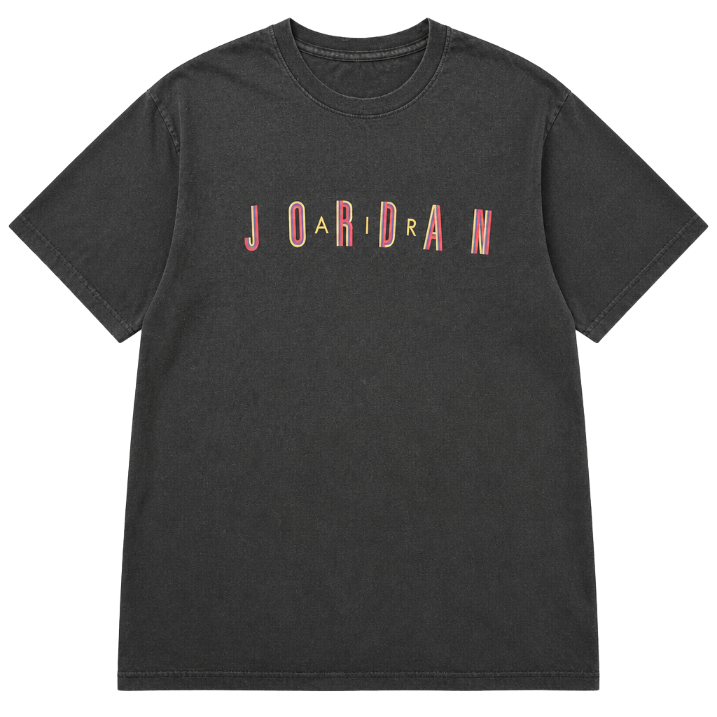 Air Jordan By Nike Alphabet Printing Short Sleeve Black T-Shirt 1
