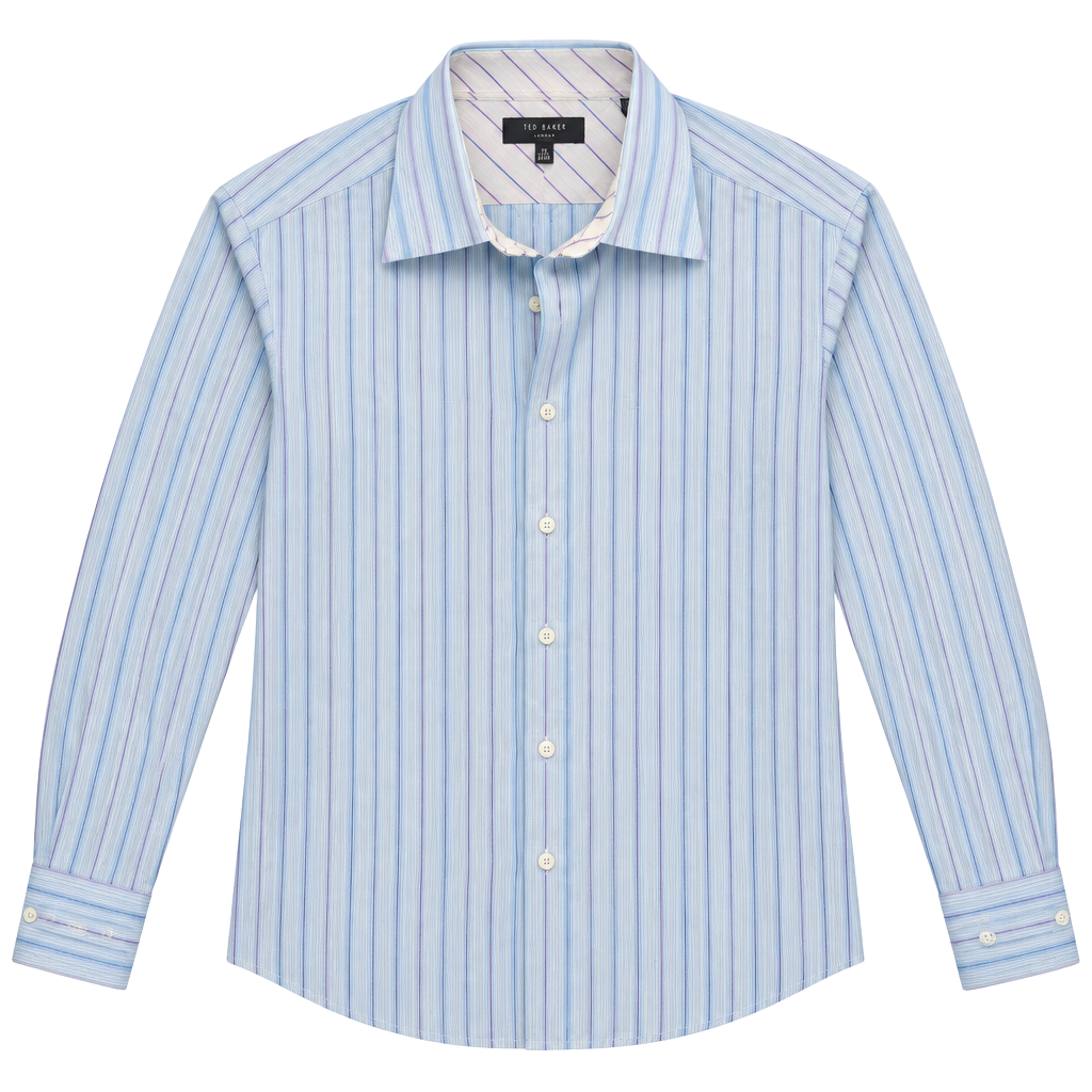 Ted Baker London Dress Shirt Size 18 34/35 Blue Striped Cotton 1