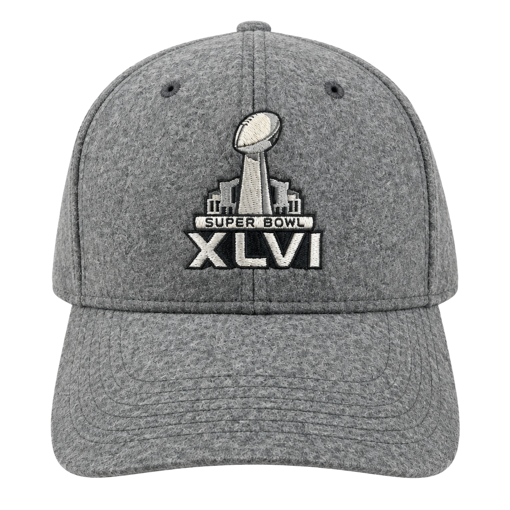 NFL Super Bowl XLVI Wool Baseball Hat Cap Gray 1
