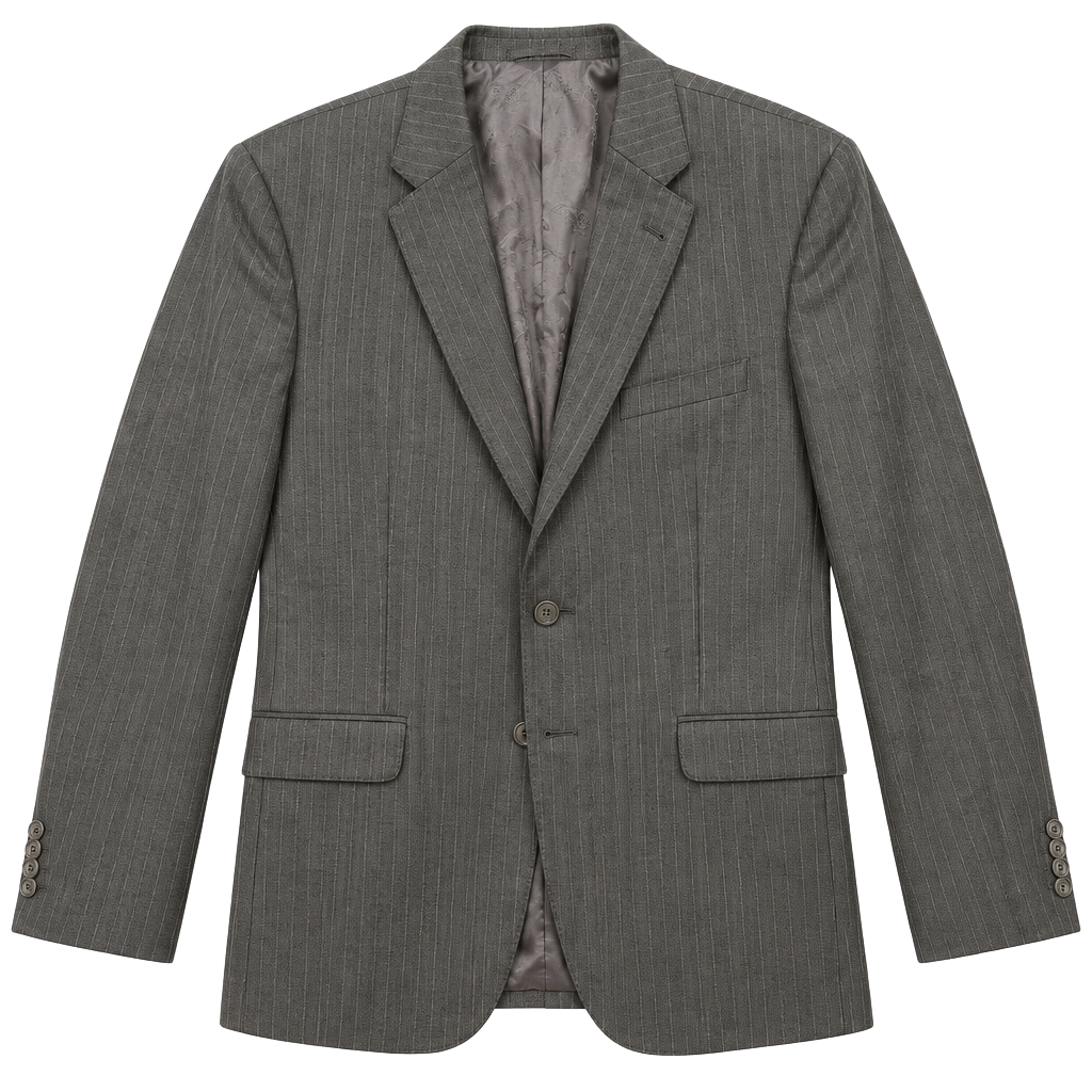 Jos A Bank Men’s 46R Charcoal Gray Pinstripe Wool 2-Button Blazer Jacket 1