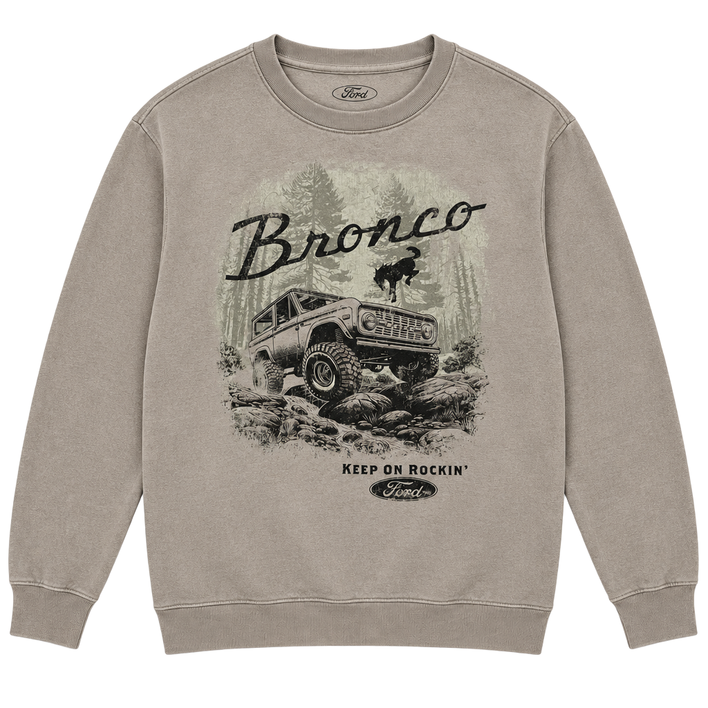 Ford Bronco Sweatshirt Size XL Gray Graphic Crewneck Fleece Pullover 1