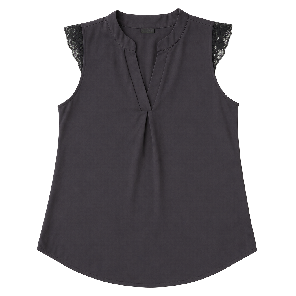Coco + Carmen Black Lace Shoulder Trim V-Neck Sleeveless Blouse 1