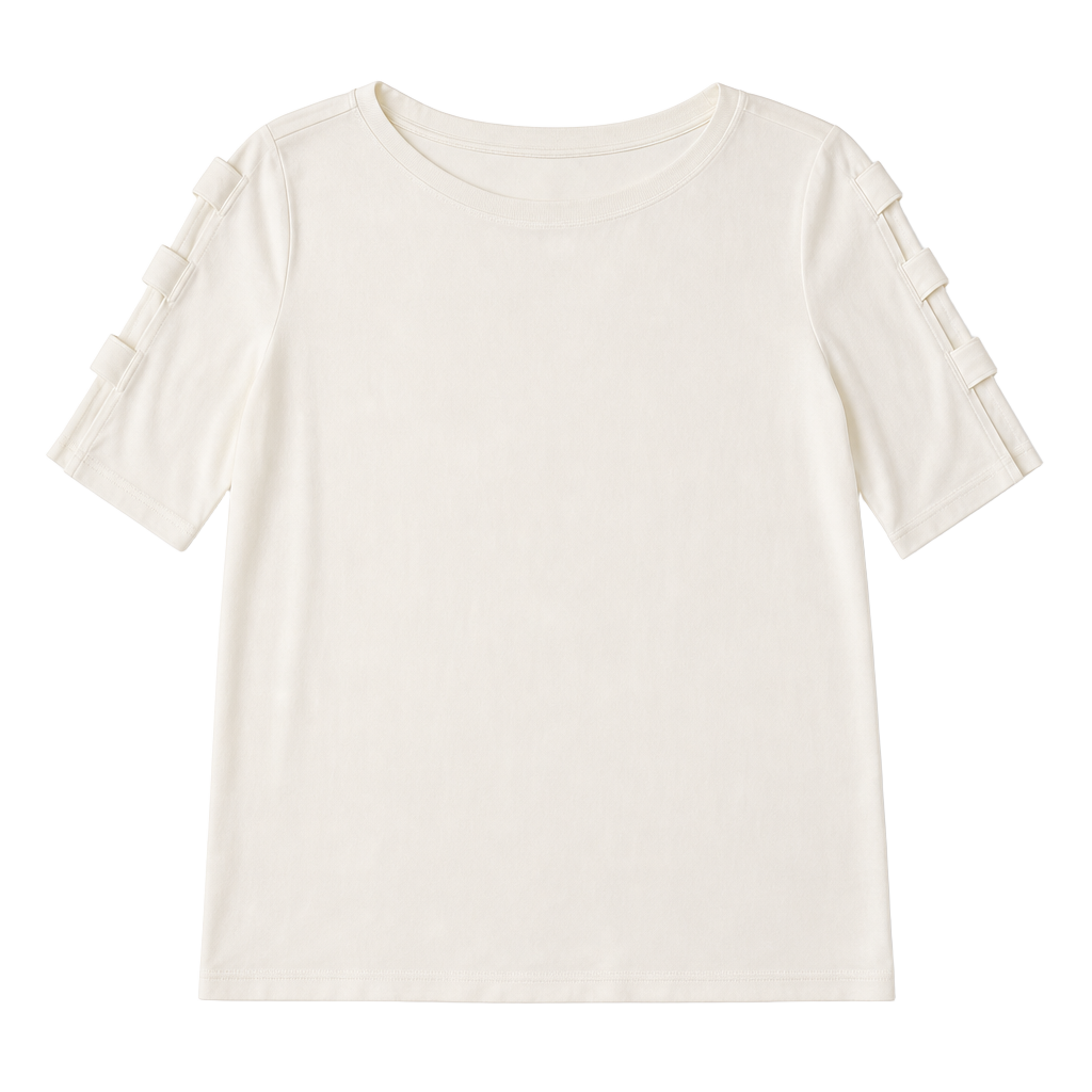 Karen Scott White Boatneck Top with Cut-Out Elbow Sleeves 1
