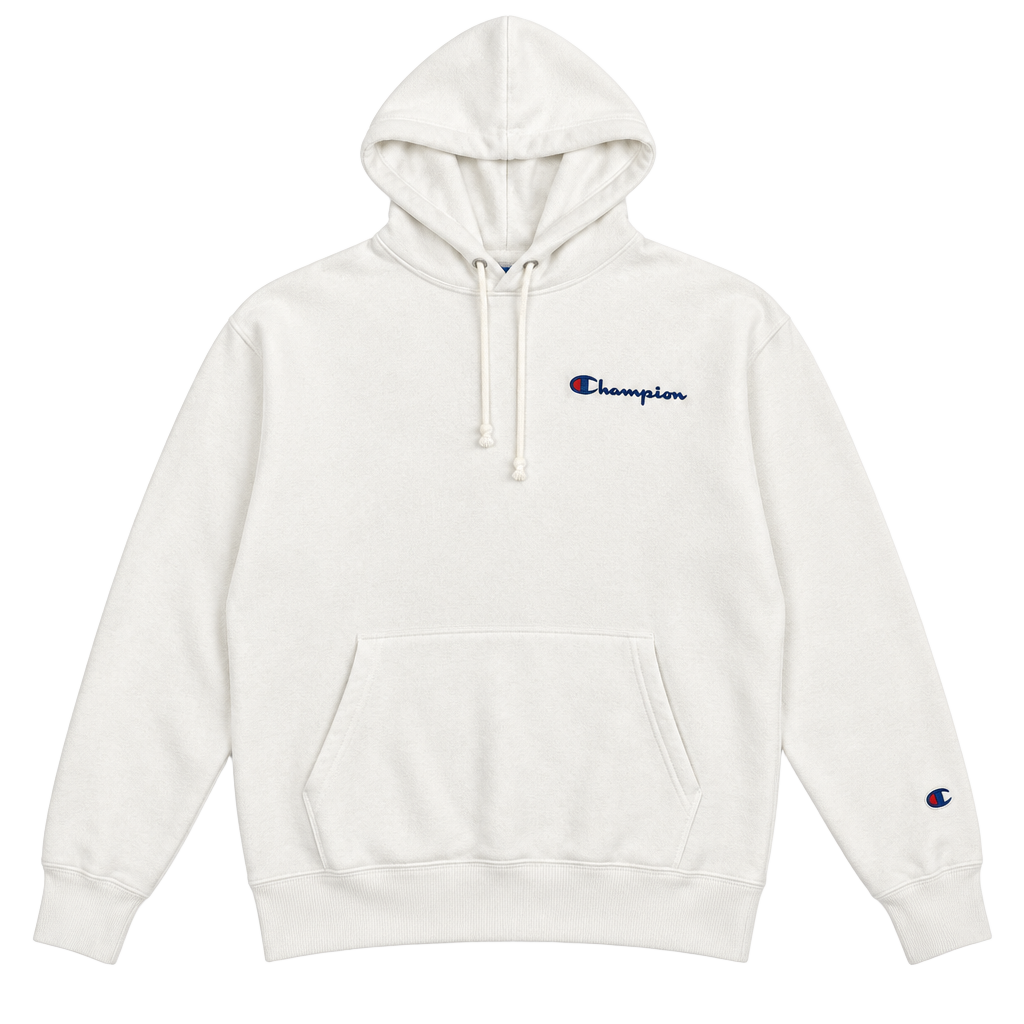 Champion Reverse Weave Pullover Hoodie White Script Logo SOU1436-N 1