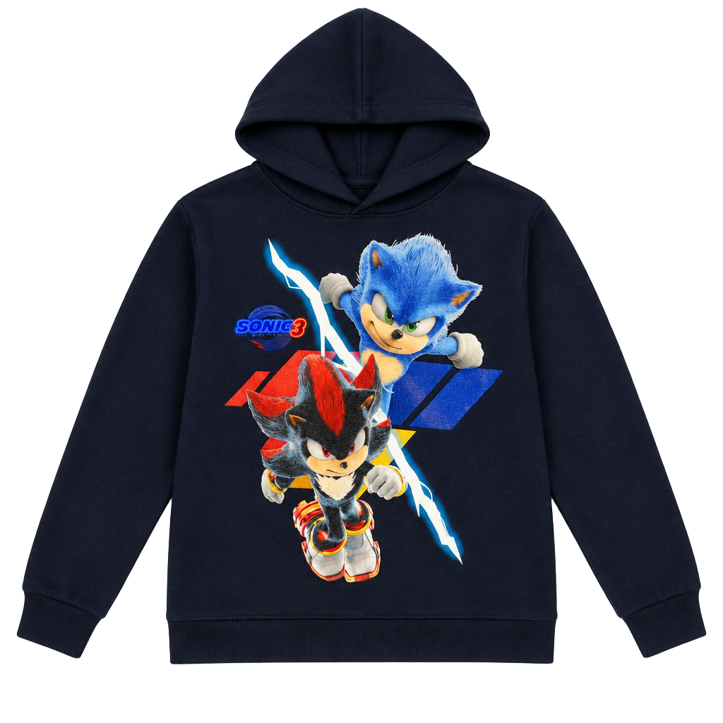 Sonic the Hedgehog 3 Graphic Hoodie Size 12 Navy Blue Youth 1
