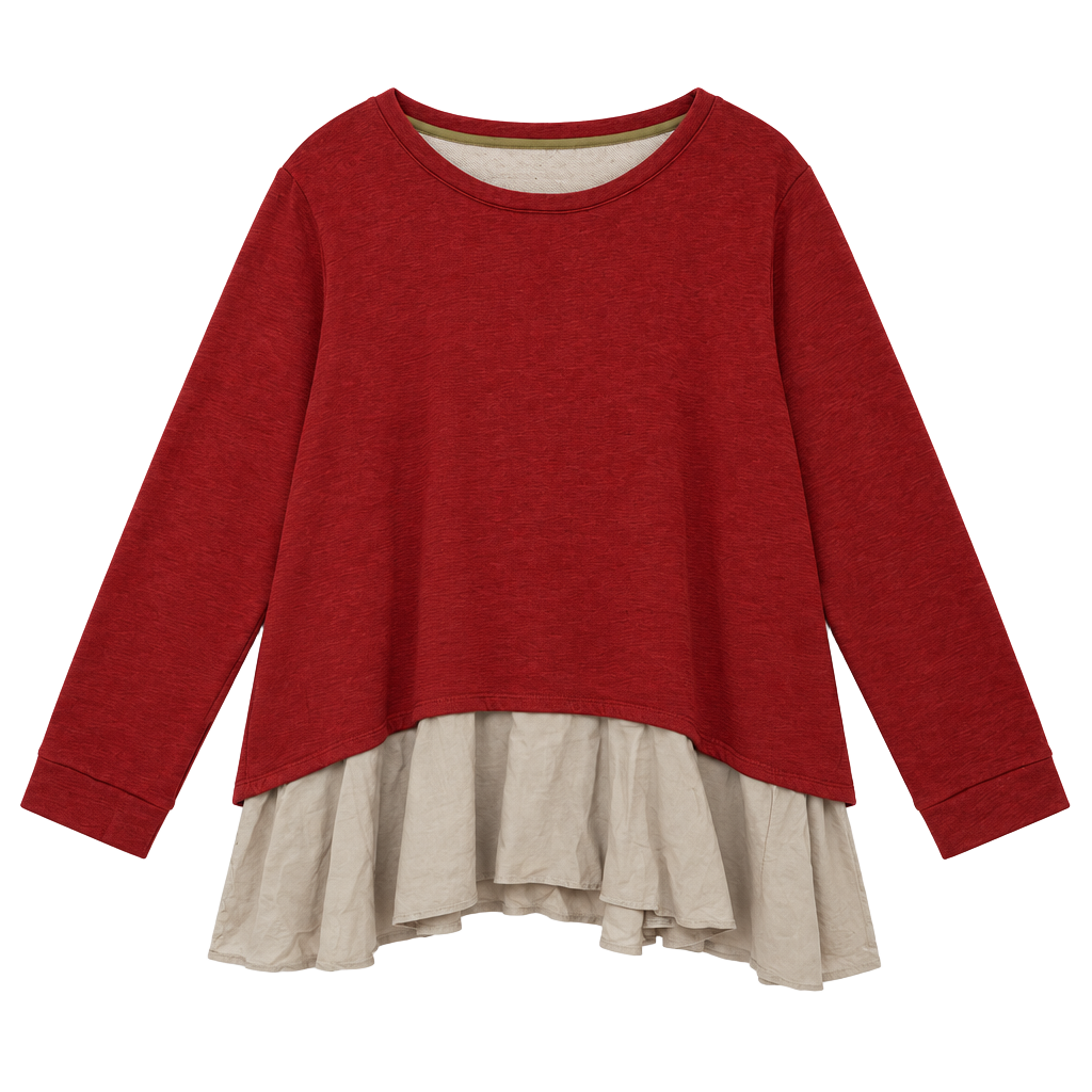 LOGO Lounge Layered Hem Sweatshirt Red 1