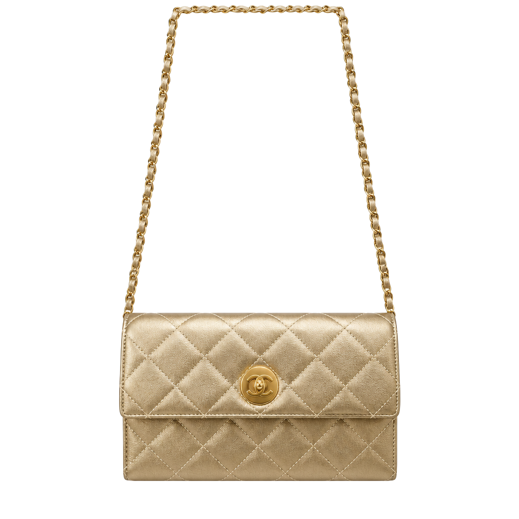 Kelly & Katie Chloe Convertible Crossbody Gold Quilted Clutch Bag 1