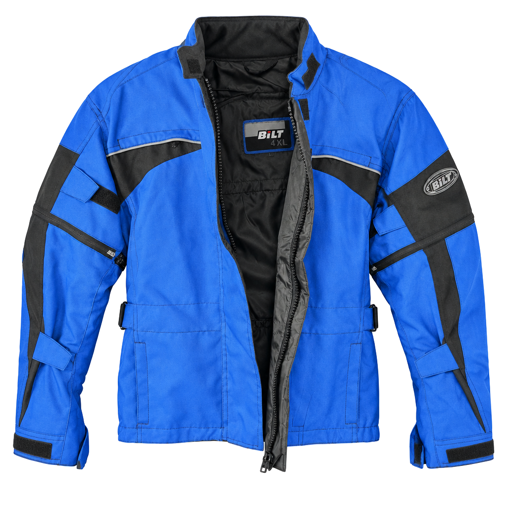 BILT 4 Kids Motorcycle Jacket Size L Blue Black 1