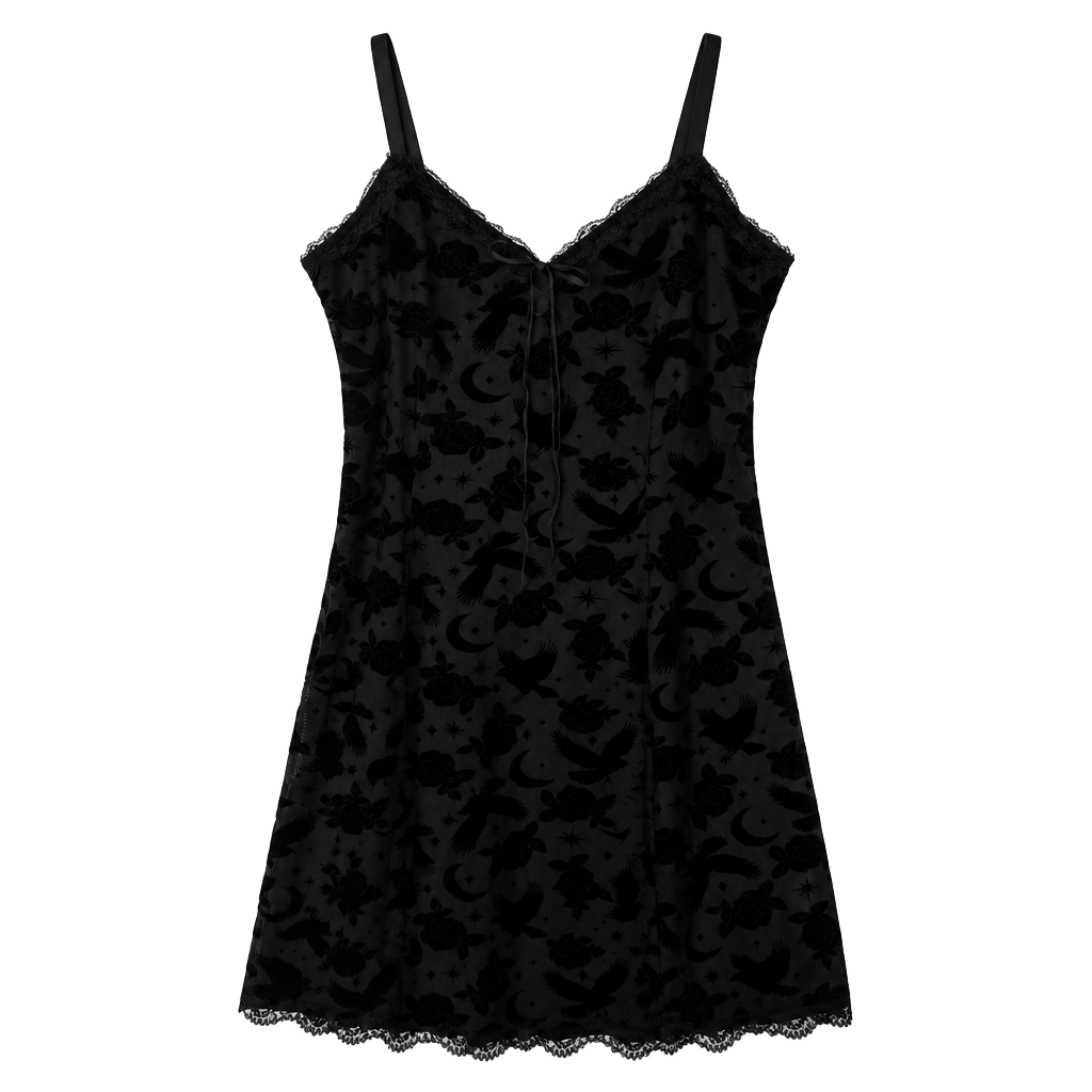 Cosmic Aura Dark Celestial Flocked Cami Dress 1
