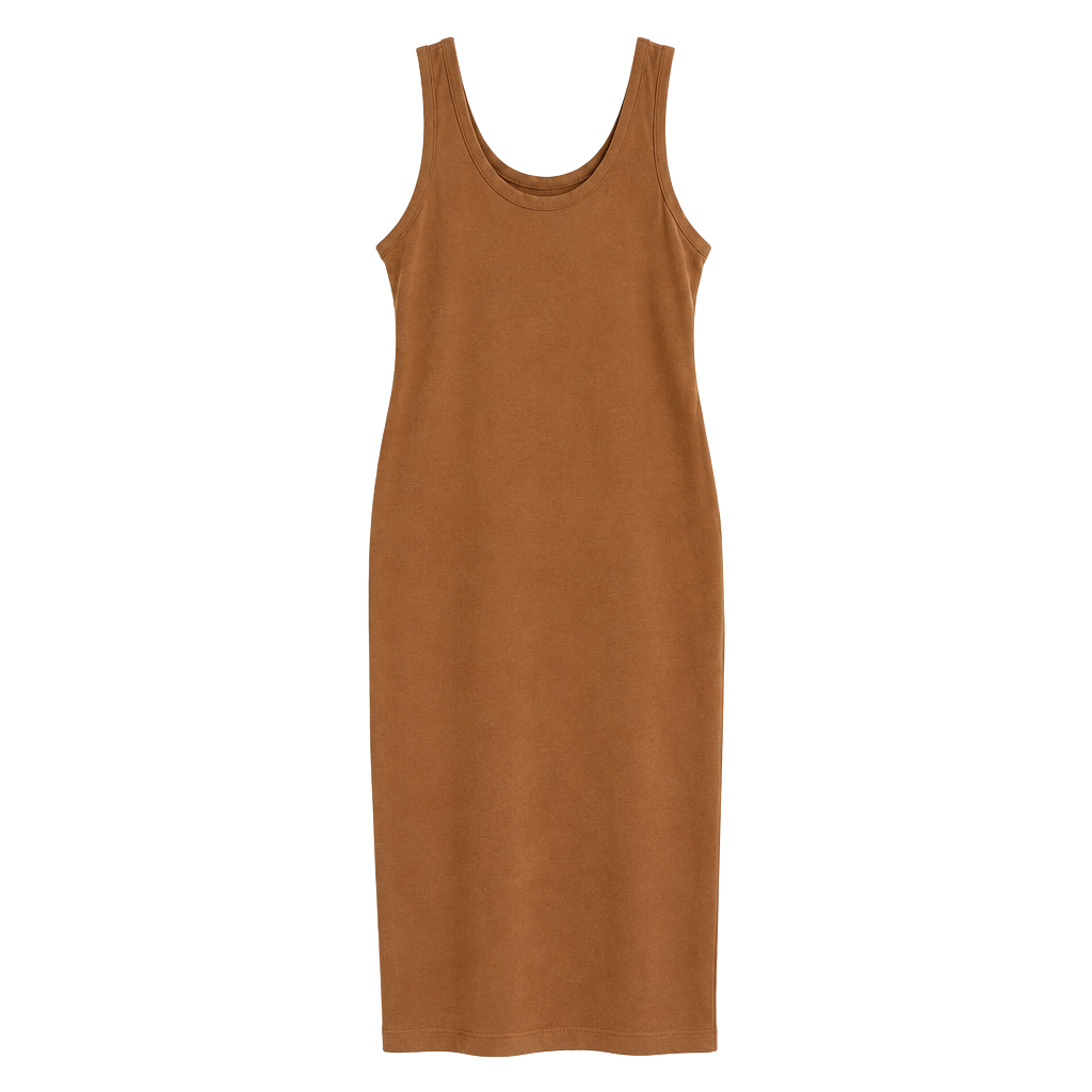 Goodtime USA Suede Tank Midi Dress Camel 1