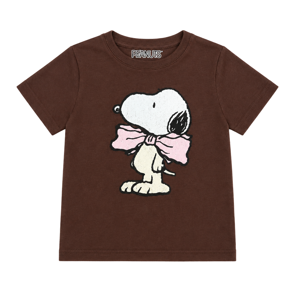 Peanuts Snoopy Graphic T-Shirt Size L Brown Bow 1