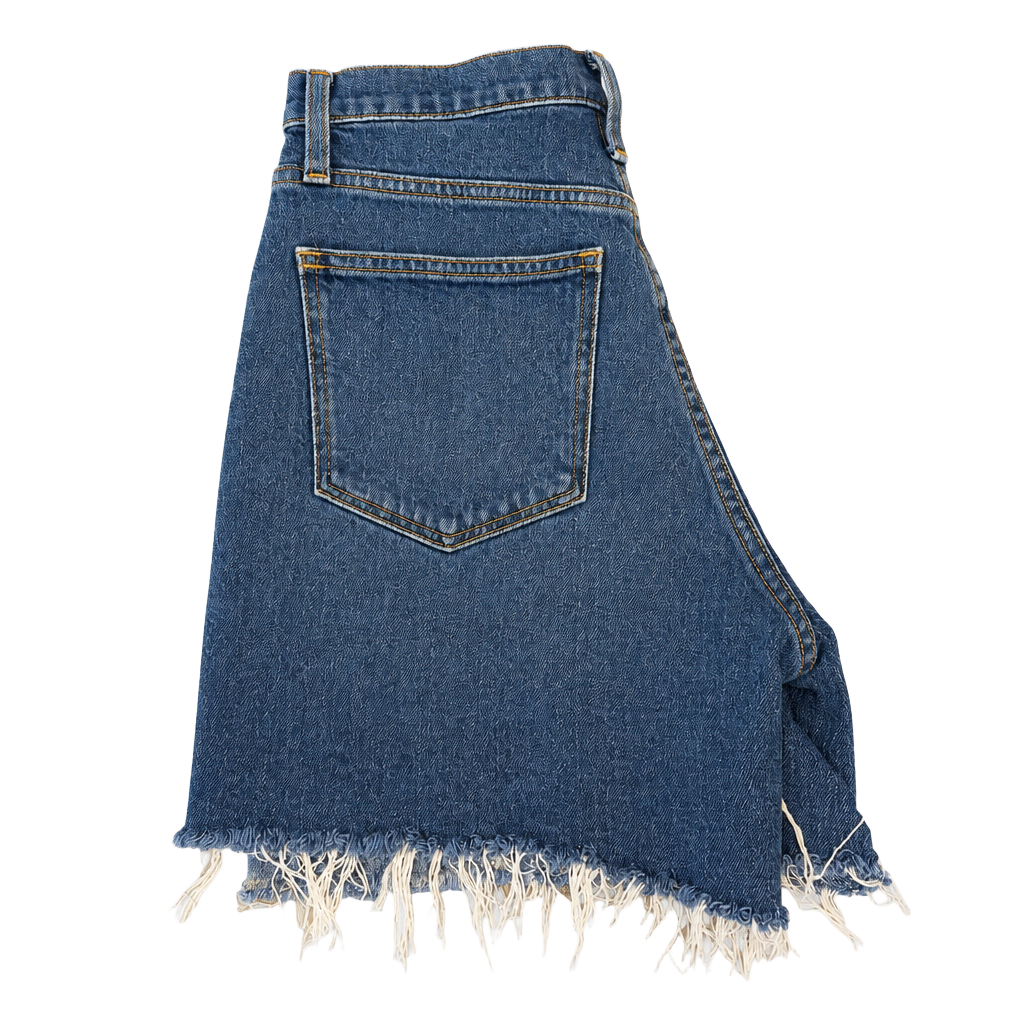 Madewell High-Rise Denim Shorts Size 26 Blue Raw Hem Cutoff 1