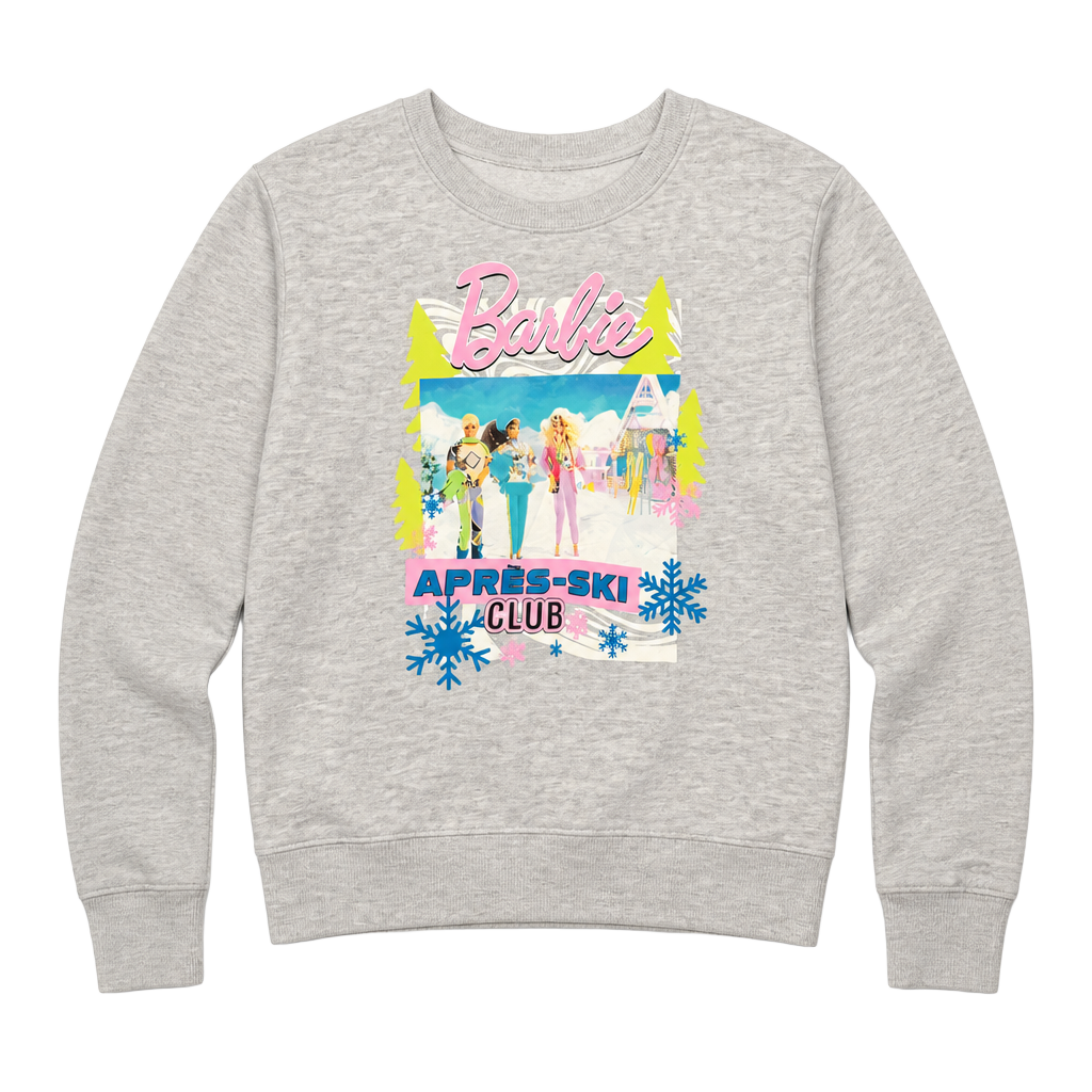 Barbie Sweatshirt Gray 'apres-ski club' Pullover Graphic Print Size XL 1