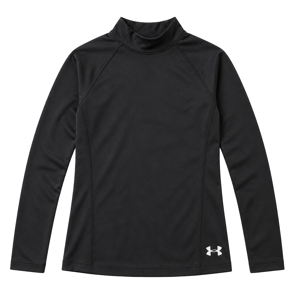 Under Armour Youth girls ColdGear Fitted Mock Neck Long Sleeve Base Layer - Black 1