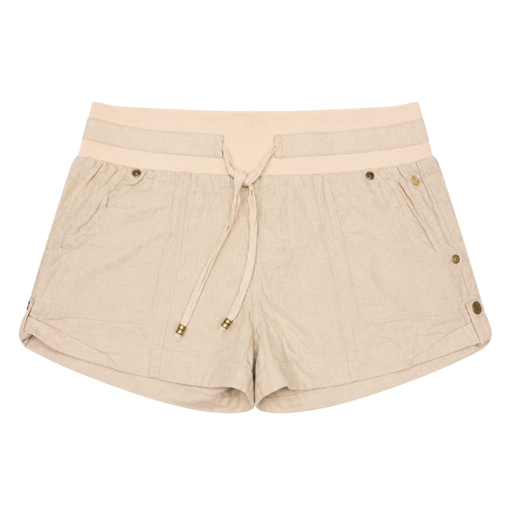 Guess Women's Size S Beige Linen Drawstring Utility Shorts 1