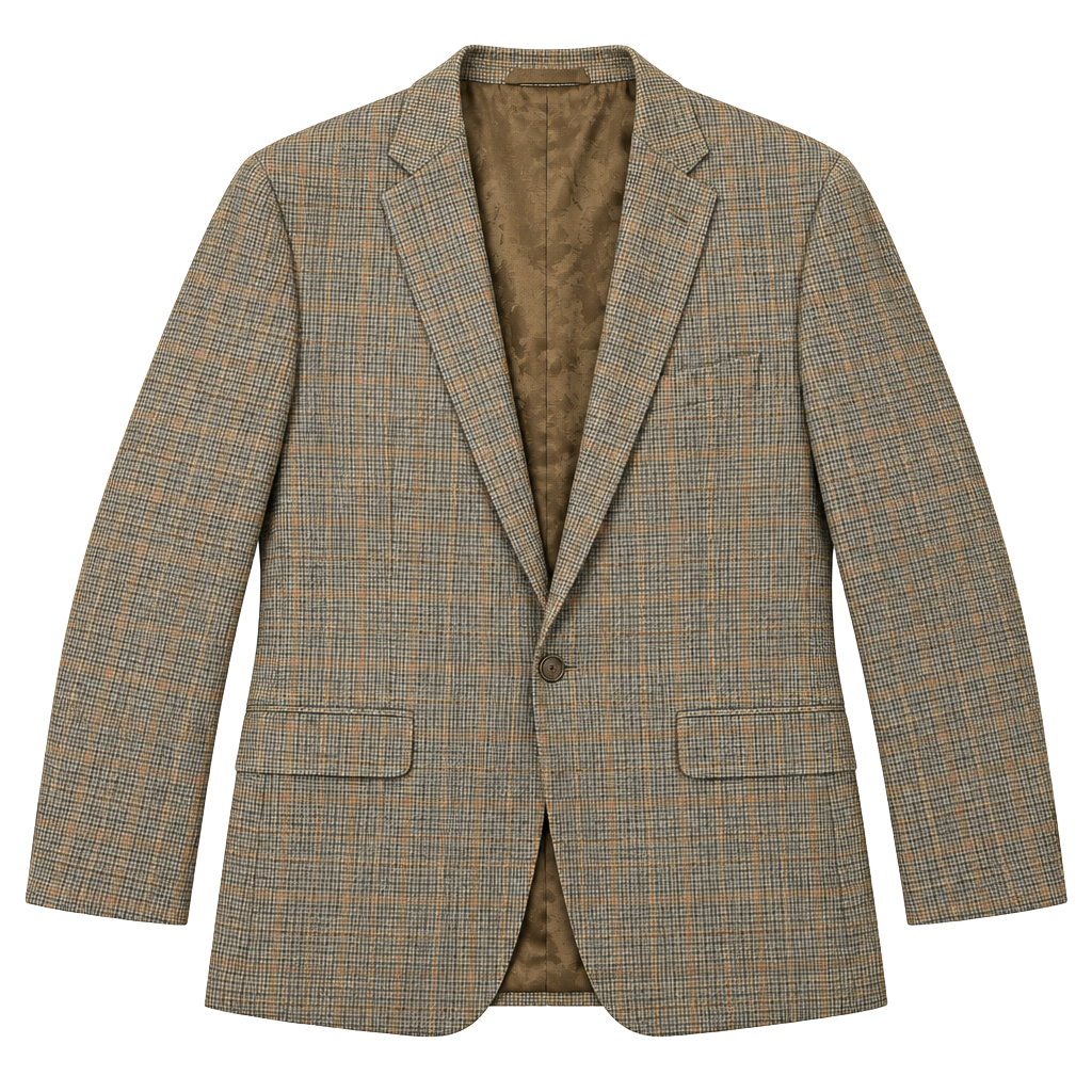Mens Brown Plaid Houndstooth Blazer Sport Coat Jacket 1