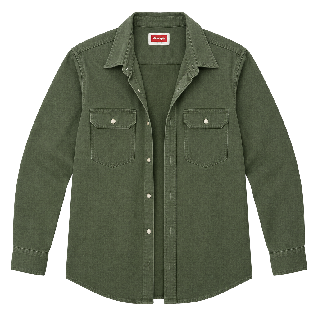Wrangler Long Sleeve Button Down Shirt Green 1