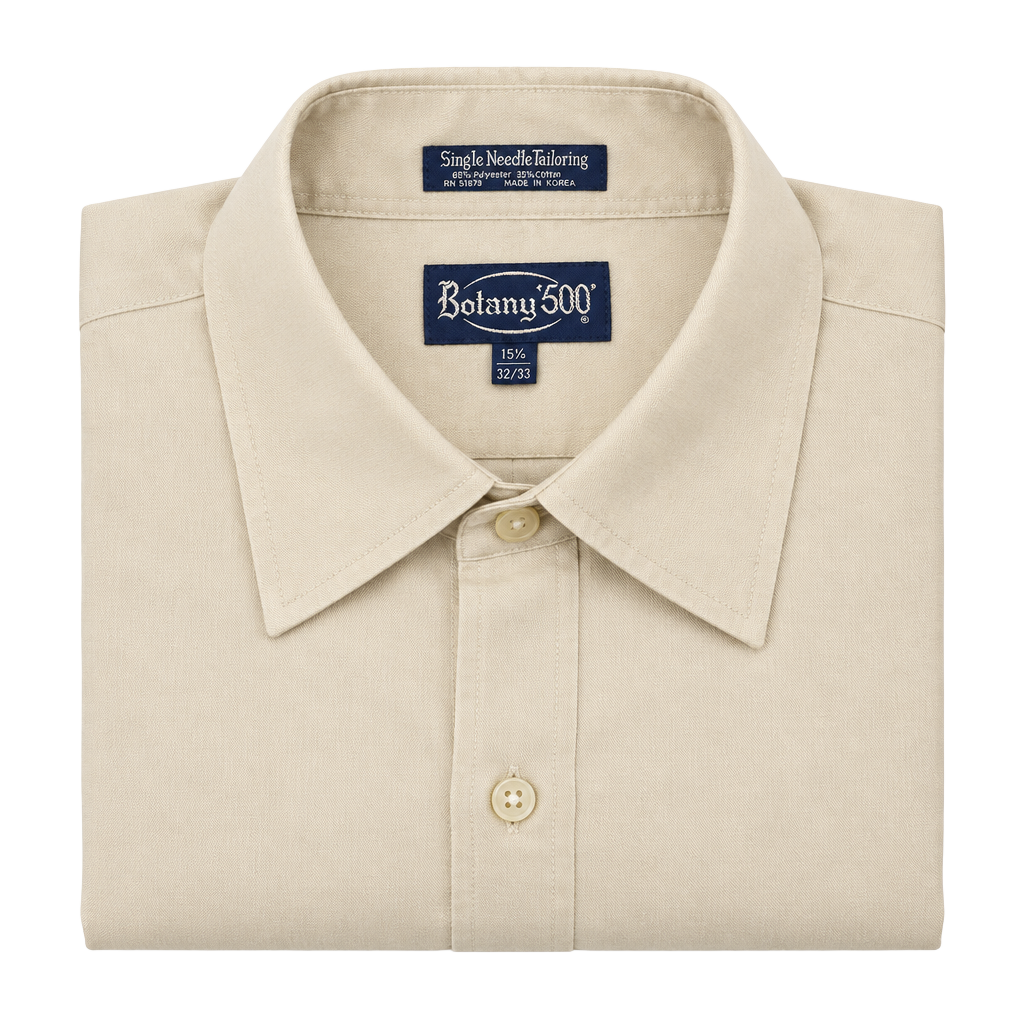 Botany 500 Long Sleeve Dress Shirt Size 15.5 32/33 Cream Single Needle Tailoring 1