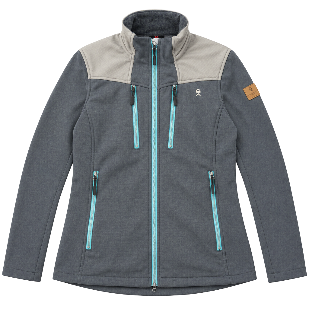 Little Donkey Andy Softshell Jacket Size XS Grey Blue Fleece Lined 1