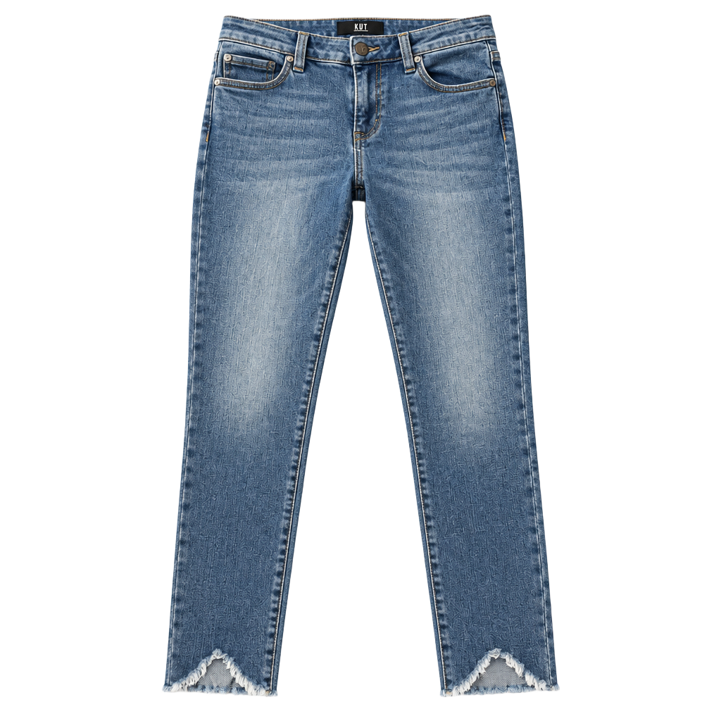 Kut From The Kloth Skinny Jeans Size 2 Blue Denim Raw Hem 1