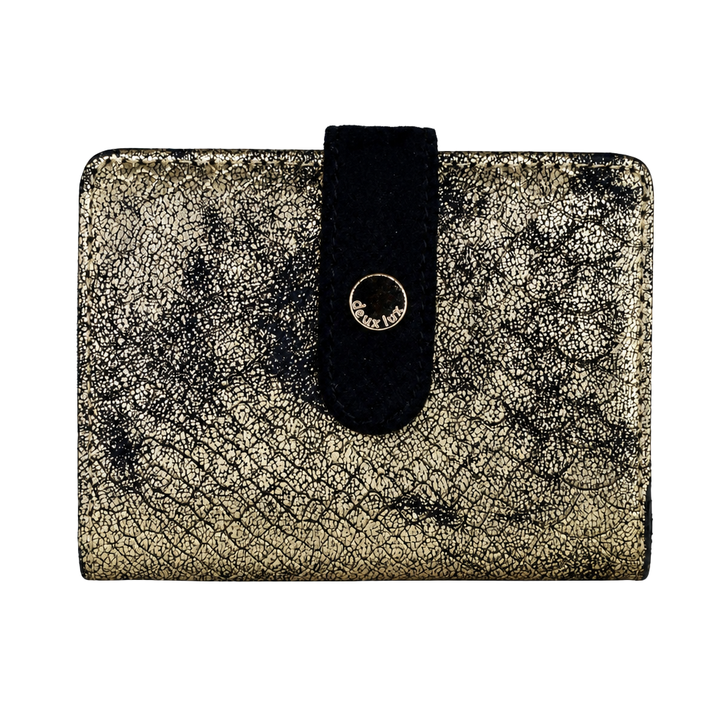 Deux Lux Metallic Gold Snakeskin Small Bifold Wallet with Snap Closure 1