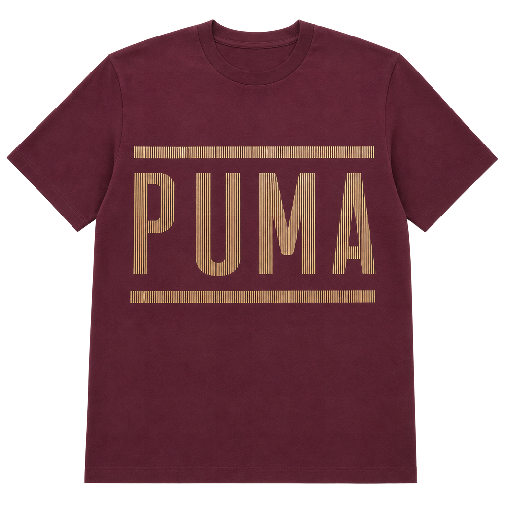 PUMA Women's Burgundy Graphic Logo Short Sleeve T-Shirt Size M 1