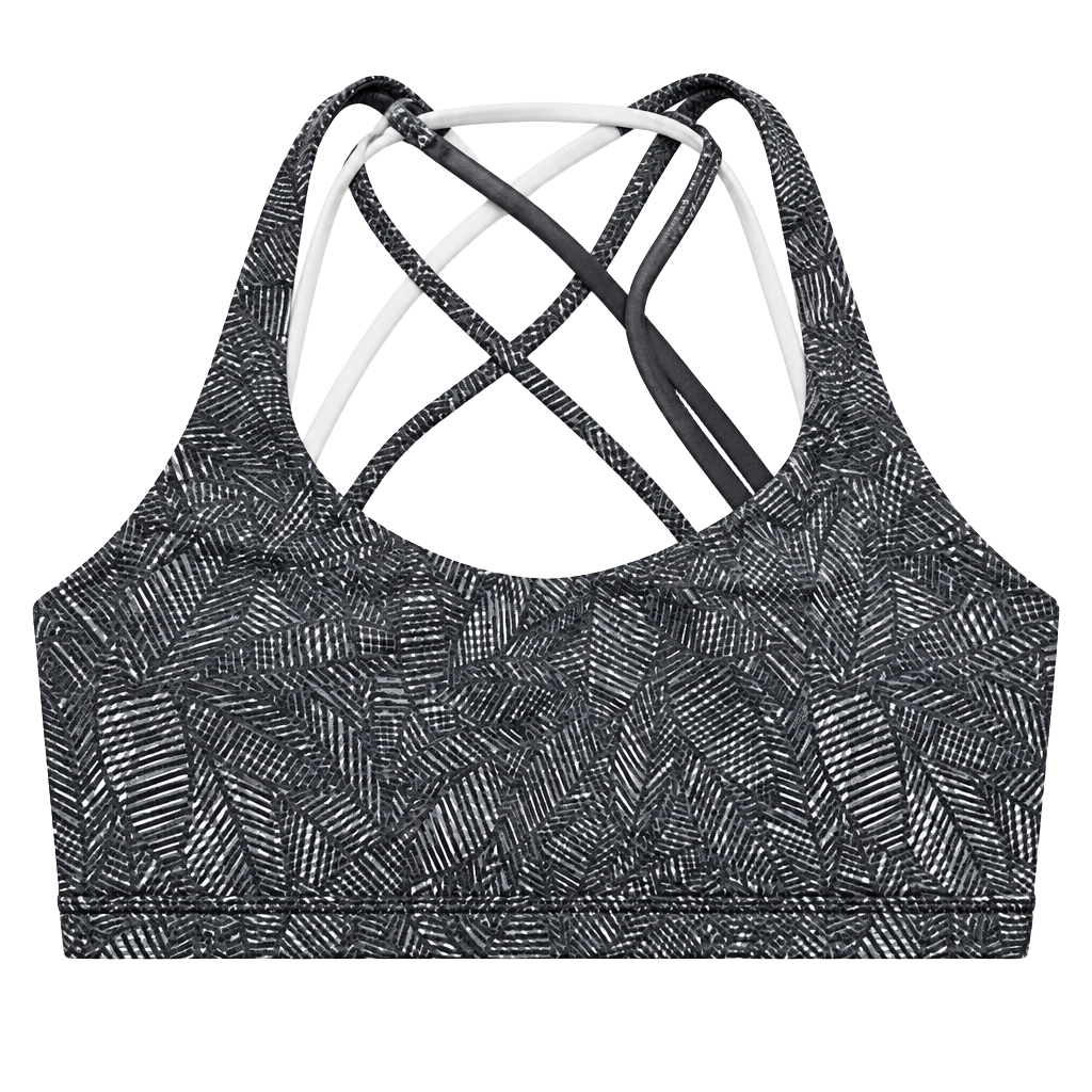 Lululemon Free To Be Wild Bra Size 4 Gray Palm Leaf Print 1