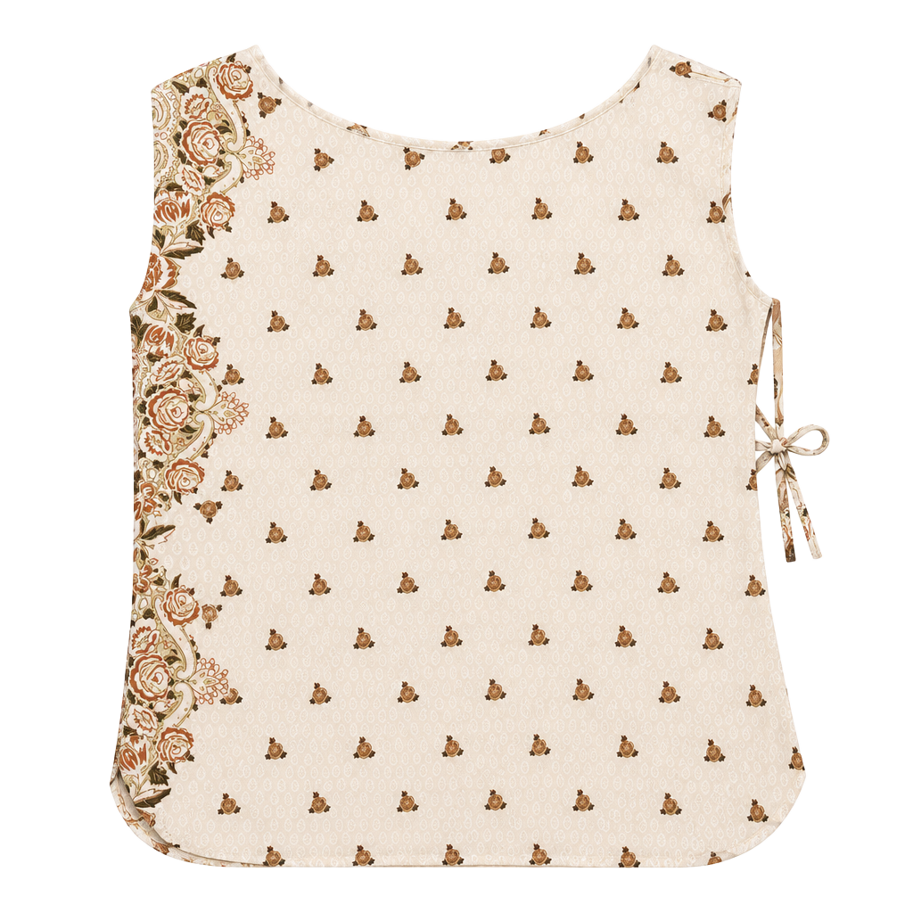 Free People Silas Print Tank Top Size S Ivory Floral Print Cowl Neck 1