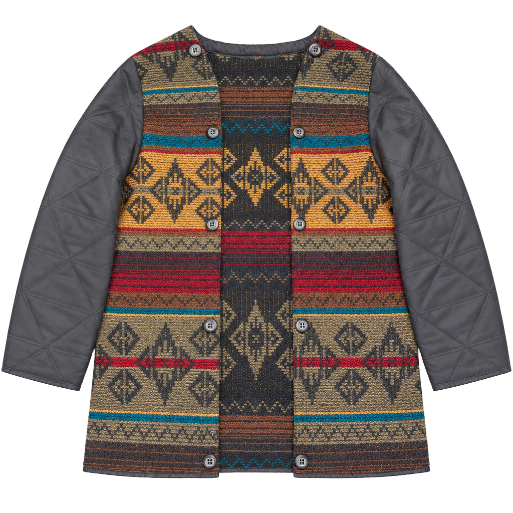 Woolrich Aztec Southwestern Blanket Jacket Size M Quilted Sleeves 1