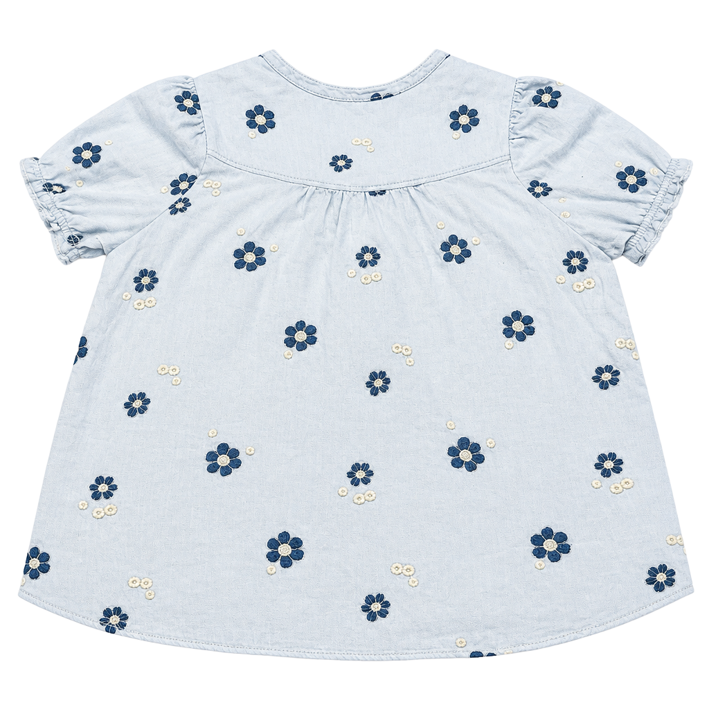 Pilcro Embroidered Blouse Size L Light Blue Floral Cotton boho 1