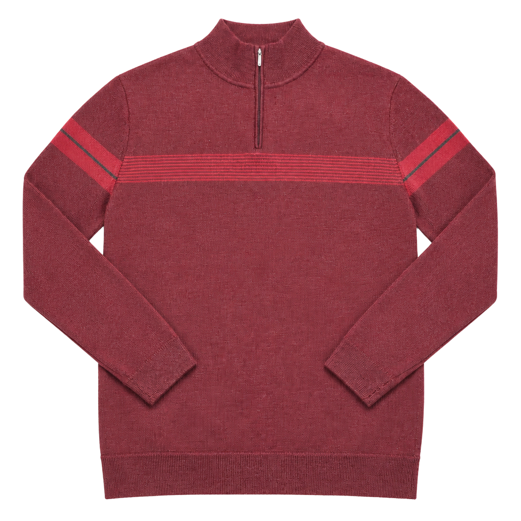 Patagonia Quarter Zip Wool Sweater Size S Burgundy Red Striped Knit 1