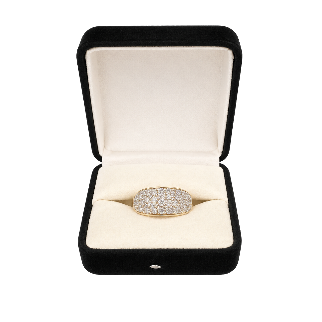 Vintage Yellow Gold Pave Diamond Dome Ring 1