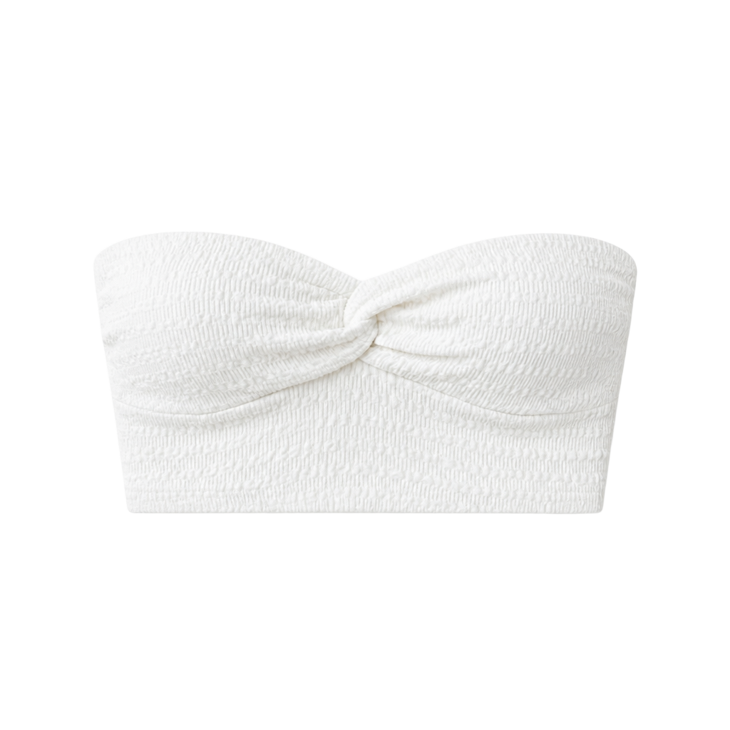 SHEIN Knit Twist-Front Tube Top in Off-White 1